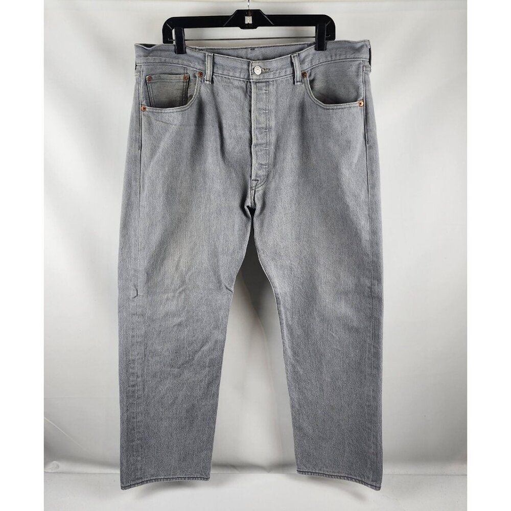 LEVIS 501 Jeans Mens 40x30 Red Tab Button Fly Gray  Straight Leg